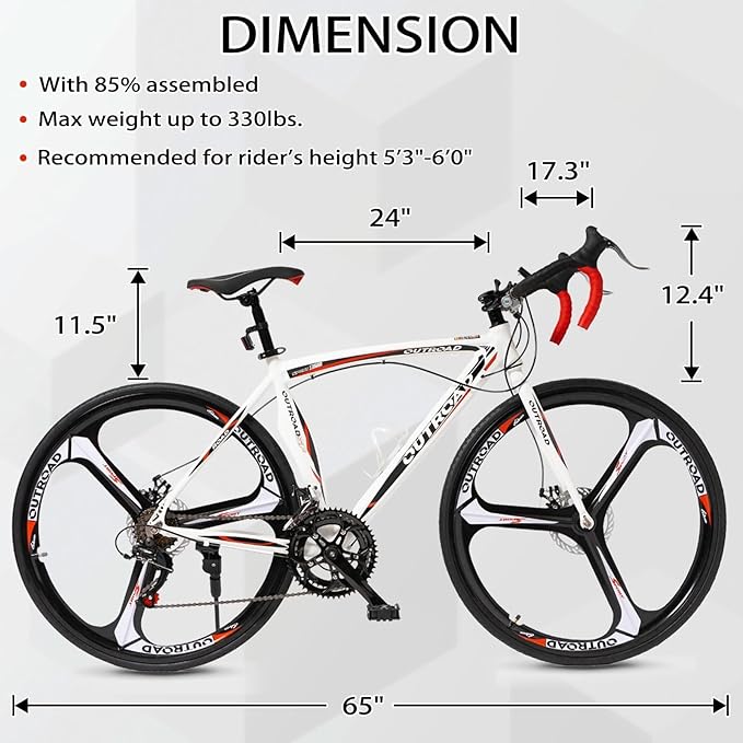 700C Wheel Road Commuter Bike, 14/21 Speed Shifter, Dual Disc Brakes Racing Bicycle with Light Aluminum Alloy Frame for Adult Men and Women