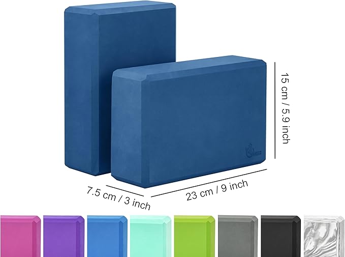 EXERZ Yoga Blocks 2 pack, Gym Blocks, Exercise Workout Fitness Bricks, Pilates Stretch Handstand Non-Slip