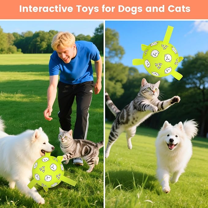 Dog Balls Toys, Durable Dog Soccer Ball with Straps, Herding Ball, Dog Toys Outdoor, Fun Birthday Gift for Medium Large Dogs, 8 Inch