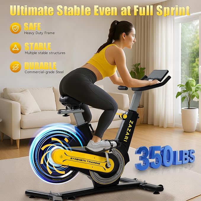 Magnetic Exercise Bike, 350 lbs Weight Capacity, Indoor Cycling Bike Stationary with Multi-Grip Handlebar, Comfortable Seat, Silent Belt Drive, Rear Flywheel & Tablet Holder