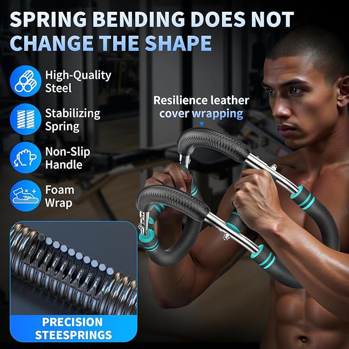 Twister arm Trainer, Adjustable Resistance (60-140 lbs) Chest Workout Equipment,Forearm Power Exercise bar , pectoralis spinalis Device, Portable Detachable Design