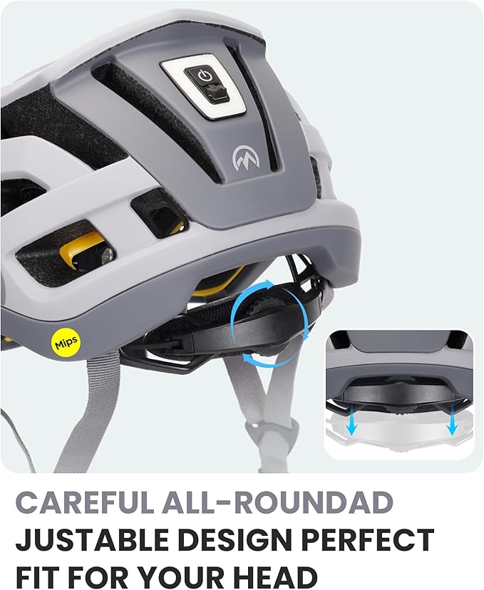 OutdoorMaster Gem II MIPS Bike Helmet with Light - Lightweight Cycling Helmet,Mountain Road Bicycle Helmet for Youth & Adult