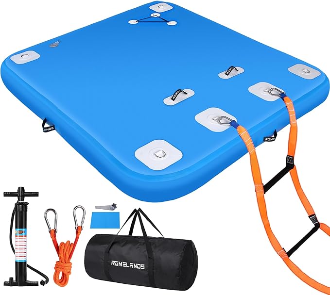 Inflatable Floating Dock, Swim Platform Floating Island Raft, Large Air Mat Inflatable Water Pad with None-Slip Surface for Lake Pool Beach Ocean