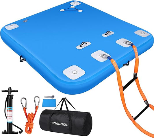 Inflatable Floating Dock, Swim Platform Floating Island Raft, Large Air Mat Inflatable Water Pad with None-Slip Surface for Lake Pool Beach Ocean