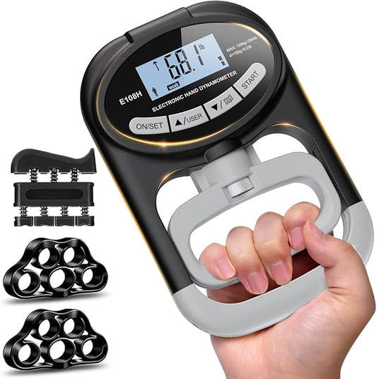 Grip Strength Tester Trainer Dynamometer - Hand Grip Dynamometer with Hand gripper Strengthener Forearm Strengthener Wrist Exerciser for Sports
