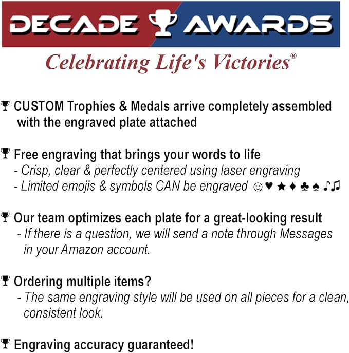Decade Awards Action Pedestal Softball Glove Trophy – Engraved Game Ball Holder Display – Custom Softball Award for MVPs, Coaches, Players, Teams – Celebrate Wins – Customize Now (8 Inch)