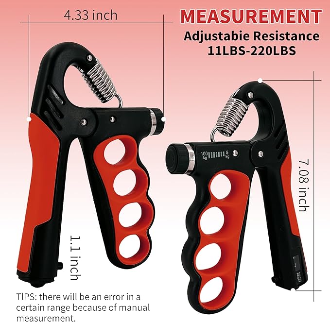 Senston Grip Strength Trainer 2 Pack - Adjustable 11-220Lbs (5-100KG) with Auto Counter, Hand Grip Strengthener, Forearm Exerciser for Athletes, Musicians, Gym, Home, Injury Rehab