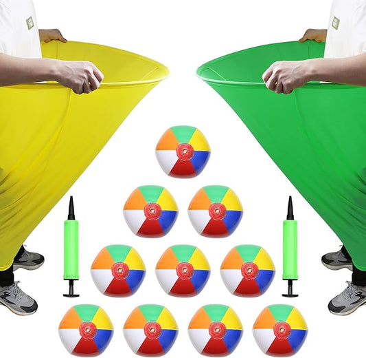 Granny Pants Yard Game Sets Oversized Granny Pants Outdoor Game 2 Pcs Freaky Party Games Pants with 10 Bouncy Balls for Adults Kids Yard Family Reunion Backyard Parties Field Day