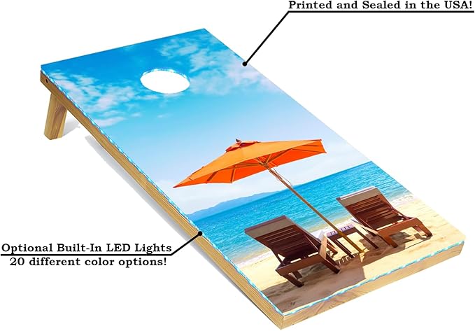 Tailgating Pros Cornhole Board Set w/Bean Bags and Carrying Case - 4'x2' Corn Hole Toss - Tournament and Lightweight Options - Optional LED Lights