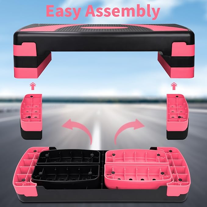 Exercise Workout Aerobic Step Platform Trainer, 31" Aerobic Stepper with 4"-6"-8" Adjustable Height Risers