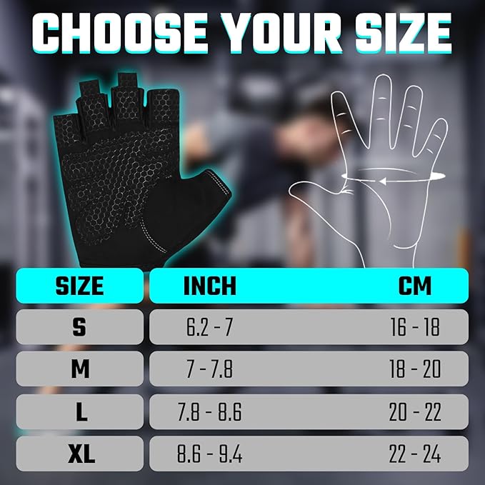 Weight Lifting Gym Gloves for Men and Women Workout Training Breathable Lightweight Fitness Gloves Non-Slip Silicone Padded Palm Grip Protection Half Finger Exercise Pull ups