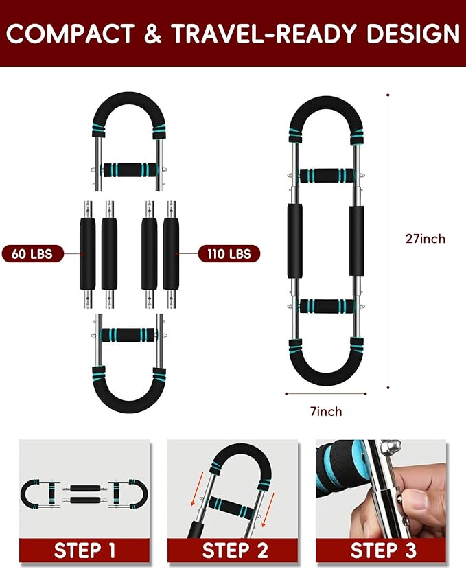 Twister Arm Trainer, 66-170lb Adjustable Chest Workout Equipment Power Twist Arm Trainer, Forearm Strengthener, Portable Spring Resistance for Home Fitness