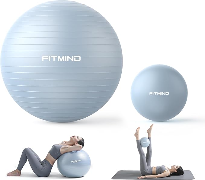 FITMIND_ Extra Thick Exercise Ball Yoga Ball 22in/26in/30in for Workout Pregnancy Stability,Anti-Burst and Slip Resistant Swiss Ball with Pump for Yoga, Pilates, Fitness,Birthing,Physical Therapy
