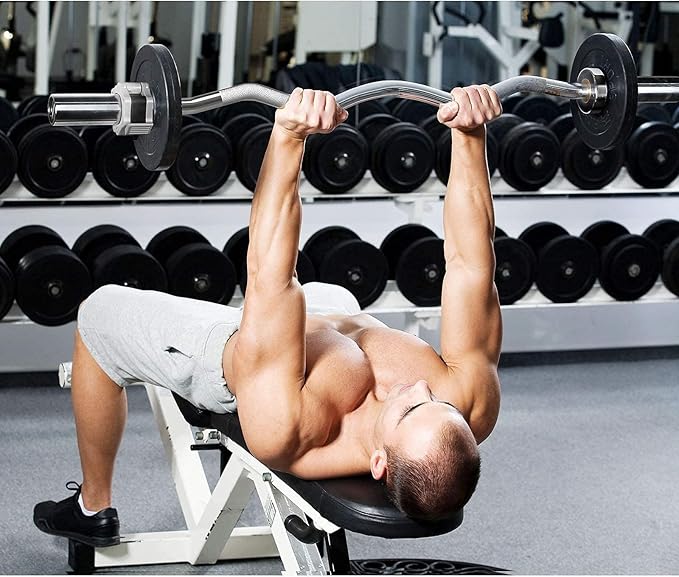 RitFit 2 Inch EZ Curl Bar with Weights, 700LBS Weight Capacity Olympic Curl Barbell for Bicep, Tricep and Weight Lifting Exercises