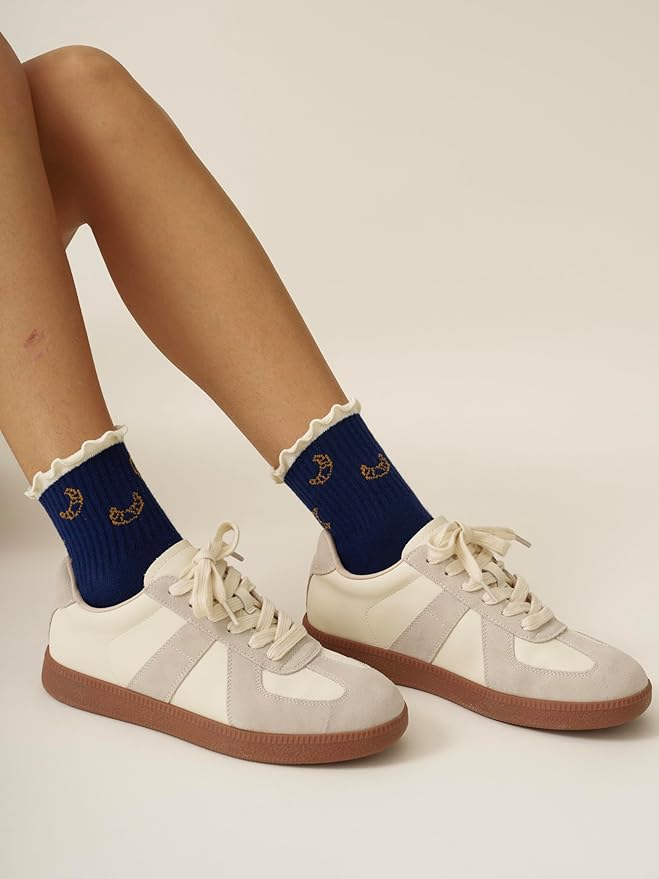 Crew Half Calf Grip Socks, Cutest Fruits Pilates Socks, Ruffle socks, Non-Slip, Barre Yoga Fitness