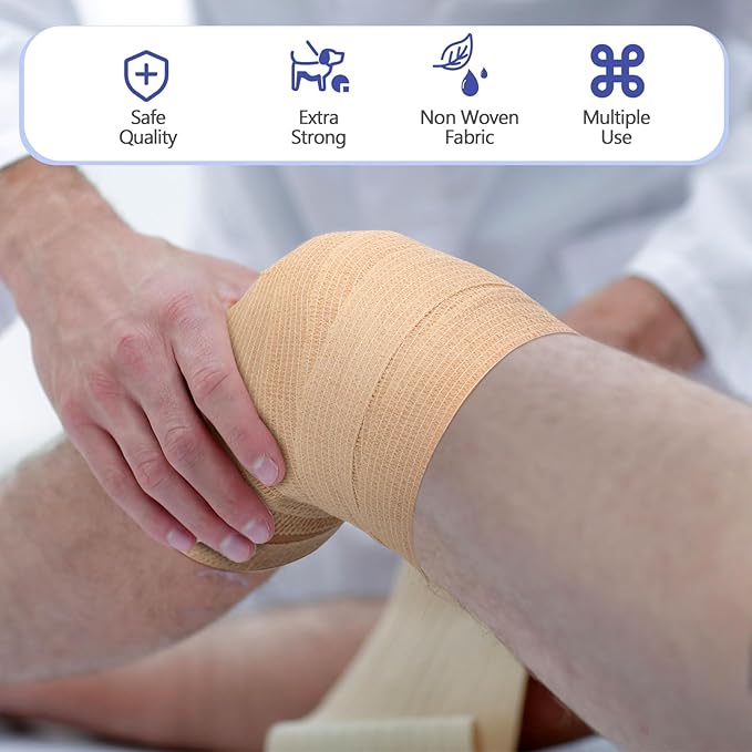 Treela 48 Pack Self Adhesive Wrap Bandage Bulk, Self Adherent Cohesive Bandage Elastic Athletic Tape Breathable Wound Tape for Stretch Athletic Sports Wrist Ankle(Multicolor,1 Inch X 5 Yards)