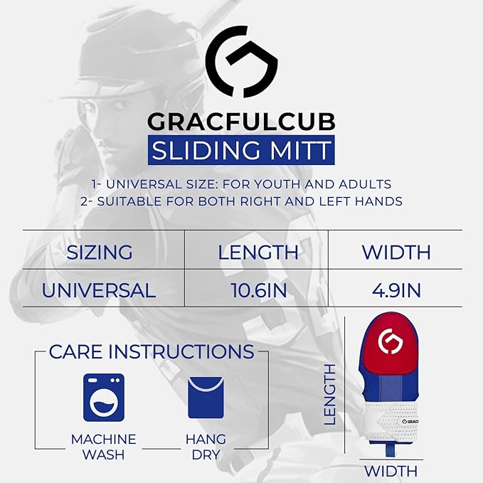 Gracfulcub Baseball Sliding Mitt, Baseball Glove Softball Guard, Ergonomic Design Protecting Fingers for Basic Base Running
