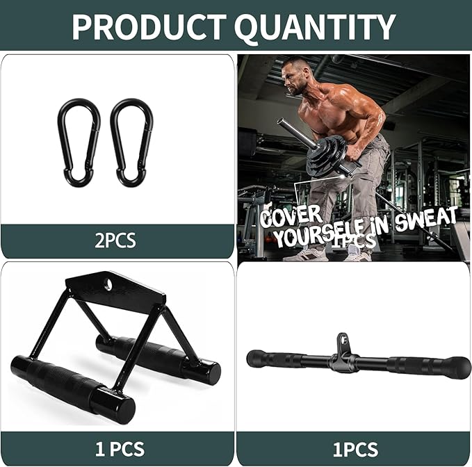Cable Attachments for Gym, Cable Machine Attachment Set, LAT Pulldown Attachments, Cable Machine Accessories, Tricep Pull Down Attachment, Home Gym Accessories
