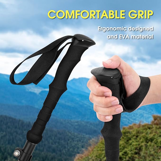 Collapsible Aluminum Single Trekking Pole(1pc) - Lightweight Hiking Stick for Women, Men & Seniors, Adjustable Walking Sticks for Hiking, Camping & Outdoor Activities