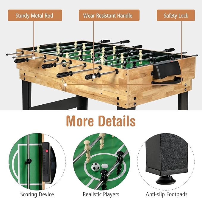 Goplus 10-in-1 Combination Multi Game Table Set, Adult Size Combo Game Table W/Foosball, Table Tennis, Pool, Air Hockey Table, Bowling, Chess, Checkers, Backgammon for Family Game Night