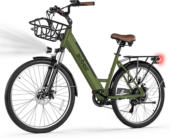 Cores Electric Bike for Adults, 26" Electric Commuter Bike with 1200W Peak Motor, 28MPH 70 Miles Max, 48V 576Wh Removable Battery, 7-Speed City Cruiser Mountain E Bike for Commuting