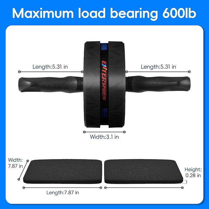 Ab Roller Wheel for Abs Workout - Abdominal Exercise Equipment with 2 Knee Pads for Home Gym, Core Strength Training, Fitness Equipment for Men & Women