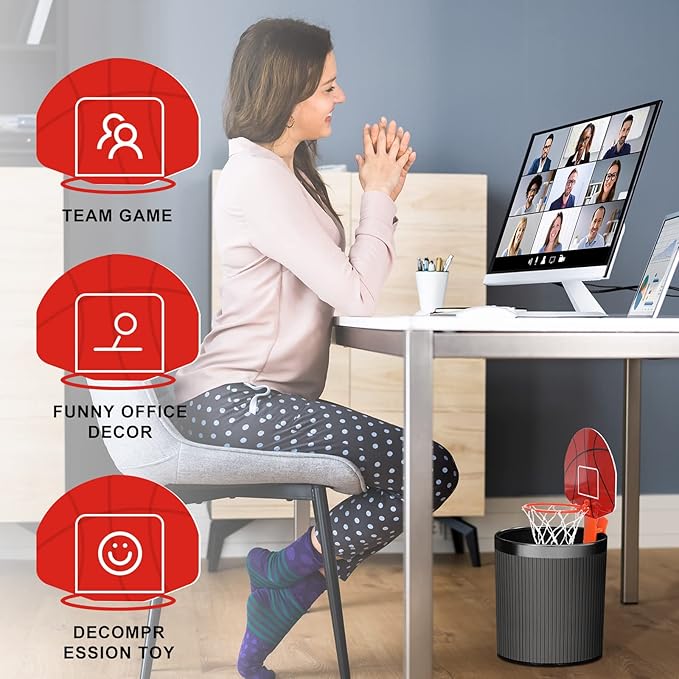 Honoson 3 Sets Indoor Trash Can Basketball Game Set Includes 3 Mini Clip on Basketball Hoop with Backboard 6 Inflatable Ball 3 Pump Kid Adult Office Decompression Toy Birthday Gift(Classic)