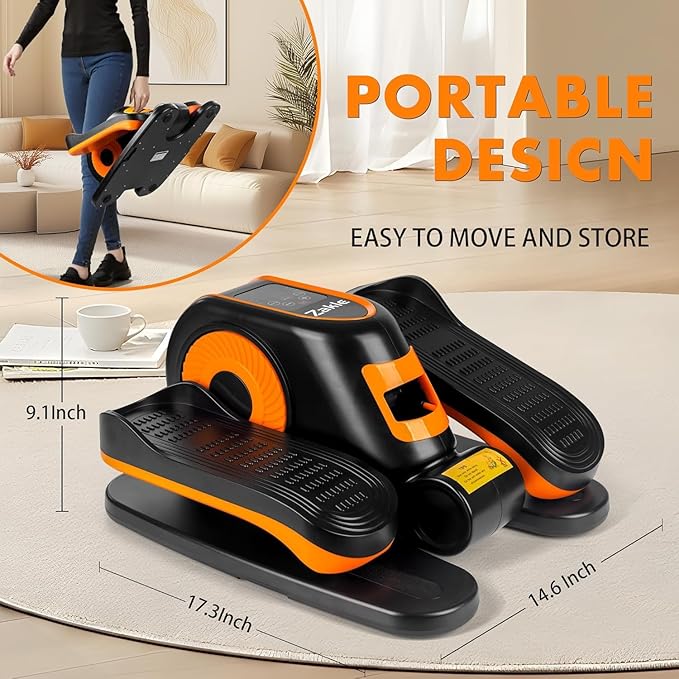 Zakle Under Desk Elliptical Machine, Electric Elliptical Training Machine w/Remote Control, 12 Speed Levels, Quiet Seated Pedal Exerciser for Home Office