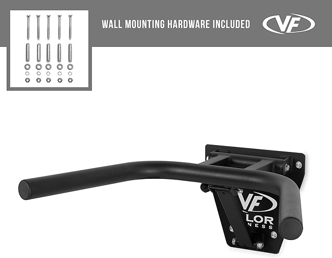 Valor Fitness Wall Mounted Dip Station Bars - Space Saver - Foldable Home Gym Workout Equipment - 350 lb. Capacity