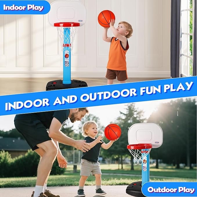 AOKESI Toddler Basketball Hoop Indoor for Age 1-3, Adjustable Mini Basketball Hoop, Kids Basketball Goal Outdoor Sport Poolside Game Birthday Christmas Toys Gifts for Baby Boys Girls 2 3 4 5