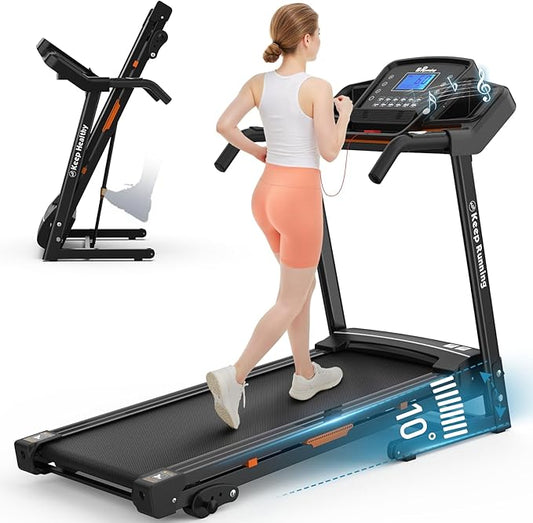 FYC Folding Treadmill for Home with Incline 330lb Weight Capacity 3.5HP Portable Electric Treadmill with Bluetooth, 12 Preset Programs Exercise Running Machine Easy Assembly