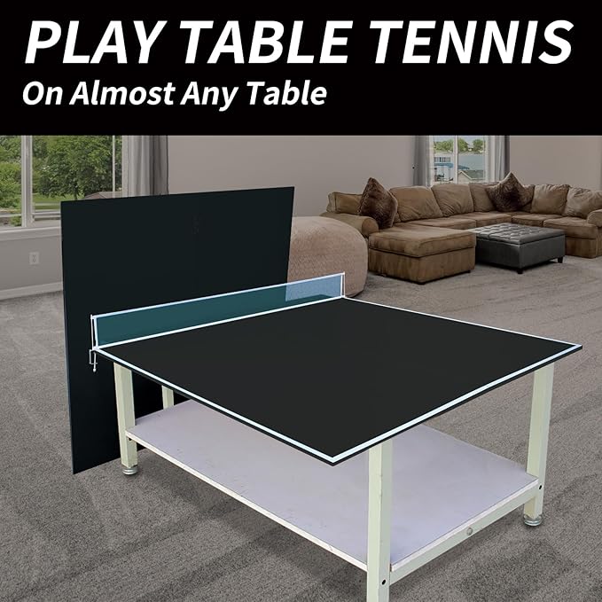 7/8/9ft Mid-Size Ping Pong Conversion Top with Net Set for Billiard and Pool Tables - Regulation Top Converts Billiards into Ping Pong Table Blue/Green/Black