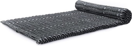 Leewadee - Kapok Roll Mat – Handcrafted Folding Sleep & Relaxation Mattress from Thailand, Ideal as Guest Bed, Camping Mat, Yoga Mat or Traditional Futon, 75 x 39 inches, Black