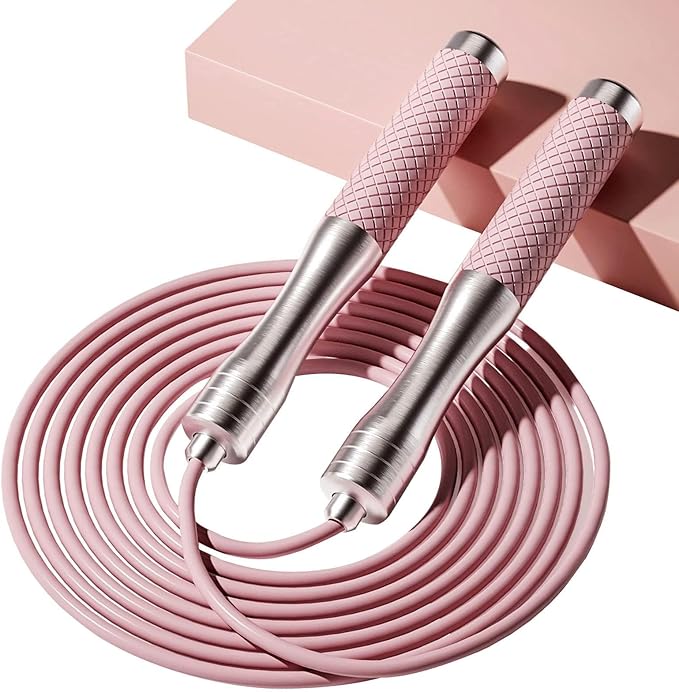 𝐒𝐩𝐞𝐞𝐝 𝐉𝐮𝐦𝐩 𝐑𝐨𝐩𝐞 𝐟𝐨𝐫 𝐅𝐢𝐭𝐧𝐞𝐬𝐬 - Skipping Rope for Women Men Exercise with Adjustable Length Jumping Rope and Alloy & Silicone Handles Suitable for Workout Boxing Home Gym
