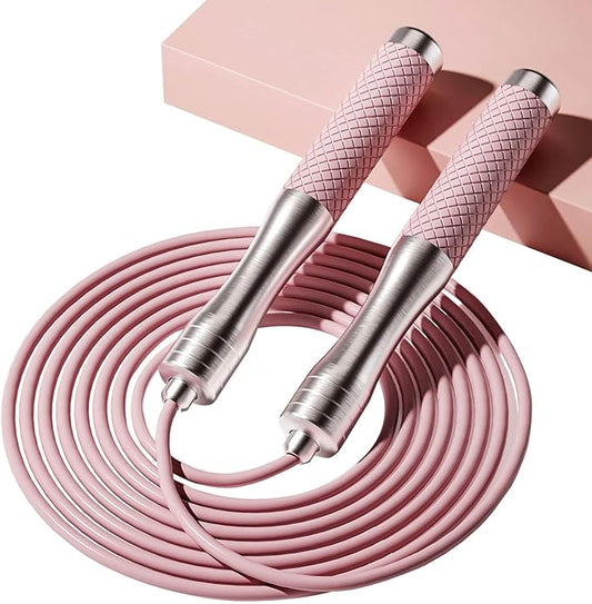 𝐒𝐩𝐞𝐞𝐝 𝐉𝐮𝐦𝐩 𝐑𝐨𝐩𝐞 𝐟𝐨𝐫 𝐅𝐢𝐭𝐧𝐞𝐬𝐬 - Skipping Rope for Women Men Exercise with Adjustable Length Jumping Rope and Alloy & Silicone Handles Suitable for Workout Boxing Home Gym