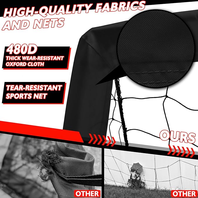 5×3 6x4 9x5 FT Portable Kids Soccer Goal for Backyard, Foldable Soccer Practice Net with Carrying Bag for Toddler Youth Adult Pop Up Soccer Training Equipment Indoor and Outdoor Sports Game