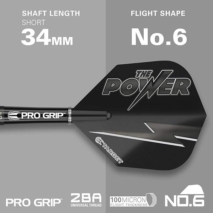 TARGET Darts Phil Taylor Power 8-Zero 4 Black Steel Tip Darts, 80% Tungsten Dart Set, P8Z4, 21G/23G/25G | Player Edition Darts with Swiss Point Tips or Fixed Points | Black Darts Case Included