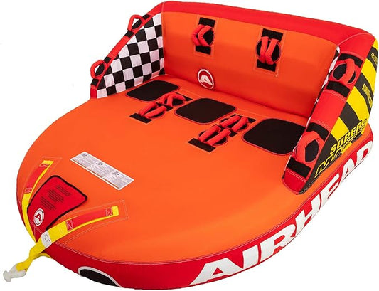 Airhead Mable Inflatable Towable Tube, 1-4 Rider Models, Dual Tow Points, Full Nylon Cover, EVA Foam Pads, Patented Speed Valve, Boat Tubes and Towables