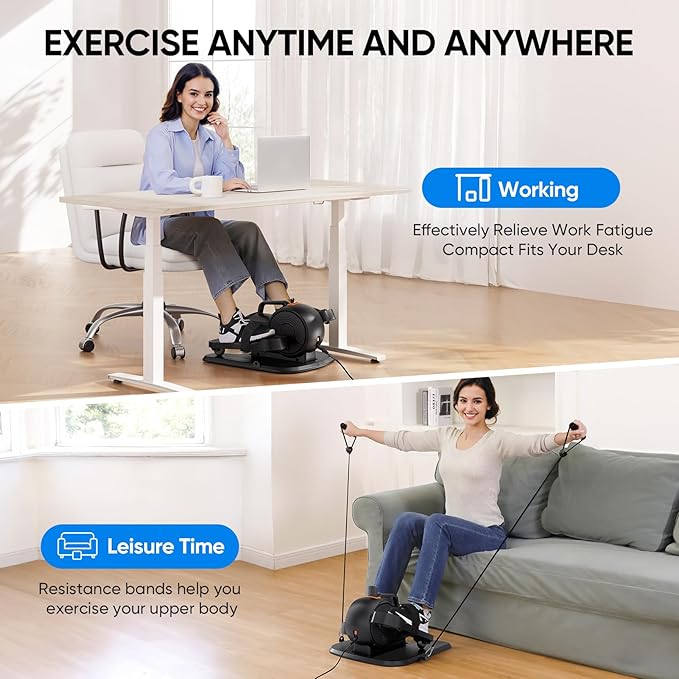 Under Desk Elliptical Machine, 3-in-1 THERUN Electric Ellipse Leg Exerciser As Seen On TV for Seniors, Fully Assembled Portable Seated Pedal Exerciser w/Remote Control, 10-Level Speeds & Resistance