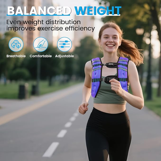 Weighted Vest, 6lb/8lb/12lb/16lb/20lb/30lb for Men, Women with Reflective Stripe, Weight Vests Adjustable for Workout, Strength Training, Running, Fitness, Muscle Building, Weight Loss