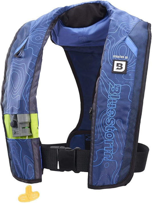 BLUESTORM Stratus 35 Inflatable Life Jacket PFD for Adults | US Coast Guard (USCG) Approved Automatic Self Inflating Life Vest Preserver with Manual Ripcord