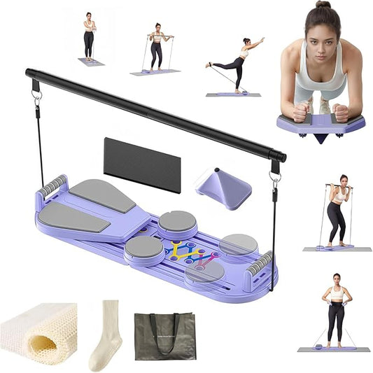 6 in 1 Pilates Board,Portable and Foldable Pilates Reformer Set,Multifunctional Pilates Board for Home Exercise,The for Fitness Women Lovers
