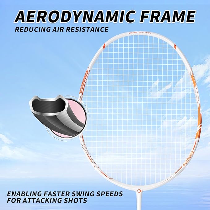 Badminton Racket Carbon Fiber, Badminton Racquet Set with Cover, Badminton Professional Racket Durable for Beginners Outdoor Games Gym