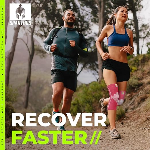 Sparthos Knee Compression Sleeves by (Pair) – Joint Protection and Support for Running, Sports, Knee Pain Relief (Flamingo Pink, Small)