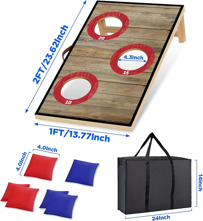 Portable Cornhole Board Set with Bean Bags,Choose 3 * 2 ft or 2 * 1 ft Cornhole Boards for Adults Kids Cornhole Games for Indoor and Outdoor Party Camping Equipment