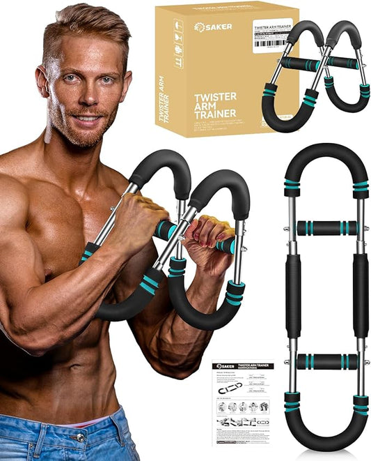 Saker Twister Arm Trainer, PowerTwist Arm Trainer, Adjustable Forearm Strengthener, Arm Exercise Equipment, Chest Workout Equipment, Portable Spring Resistance for Home Gym Equipment