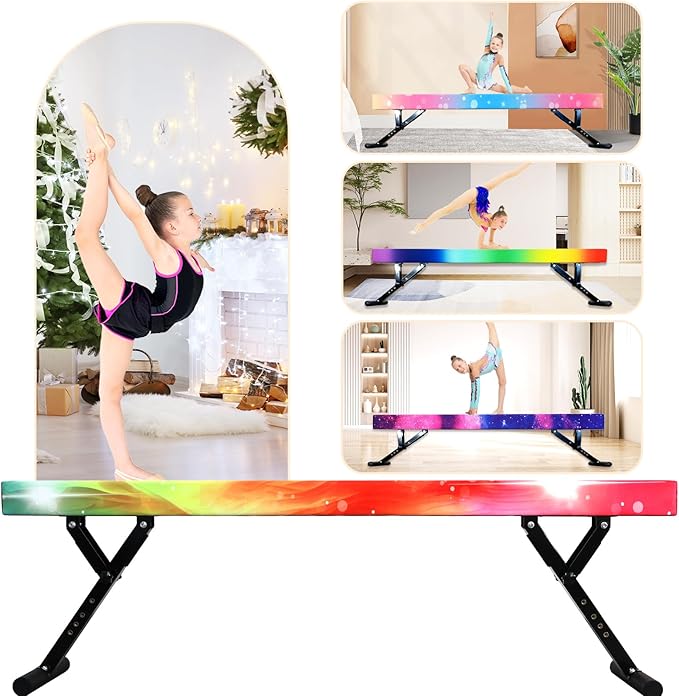 Adjustable Balance Beam Gymnastics Beam 8 FT Adjustable Height Beams for Kids, High and Low Floor Beams,Gymnastics Equipment for Kids Adults Training at Home and Gym Center