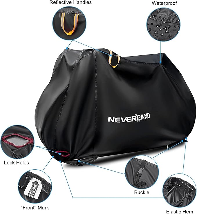 NEVERLAND Bike Cover Outdoor Waterproof Bicycle Covers Storage for 2 or 3 Bikes with Lock Hole Sun Rain Wind Dust Proof for Mountain Road Exercise Electric Hybrid Cruiser Bike