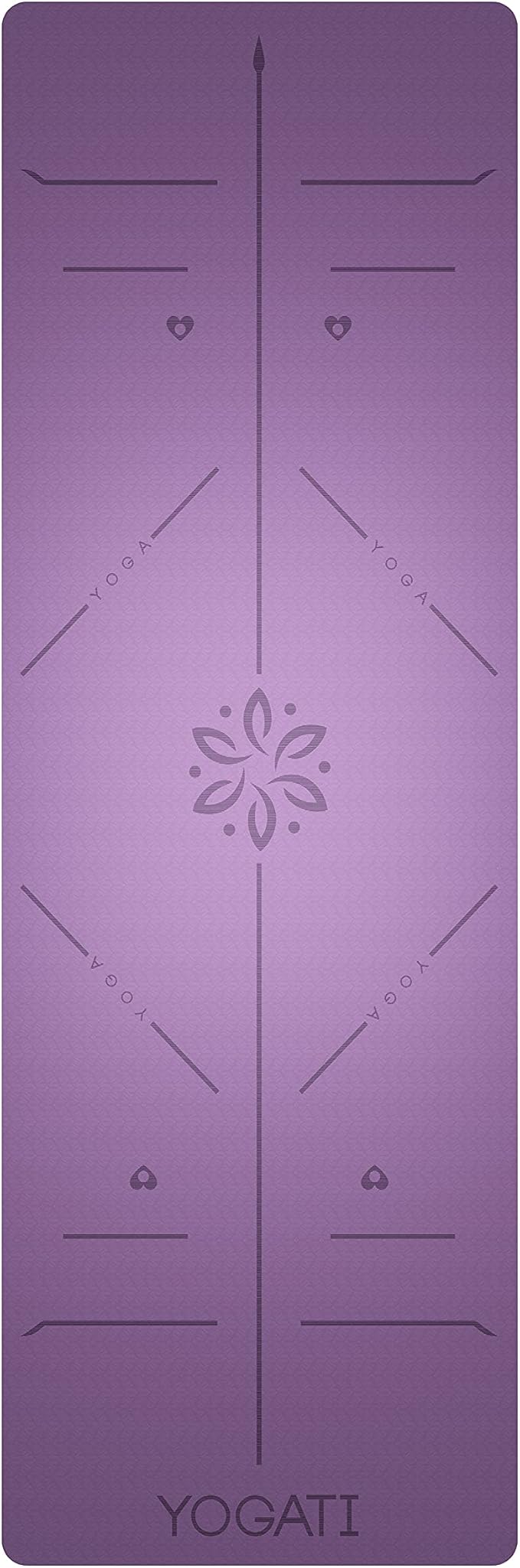 YOGATI® Non Slip Yoga Mat with Alignment Lines. Home Workout Mat for Women, Men and Kids. Thick Yoga Mats with Strap for Pilates and Fitness.