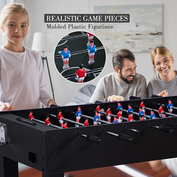 48in Foosball Table, Competition Sized Soccer Table w/ 2 Balls, 2 Cup Holders 2x4ft for Kids, Adults, Suit for 4 Players, Football Table for Home, Game Room, Arcade